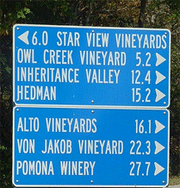 Photo of the Shawnee Hills Wine Trail sign